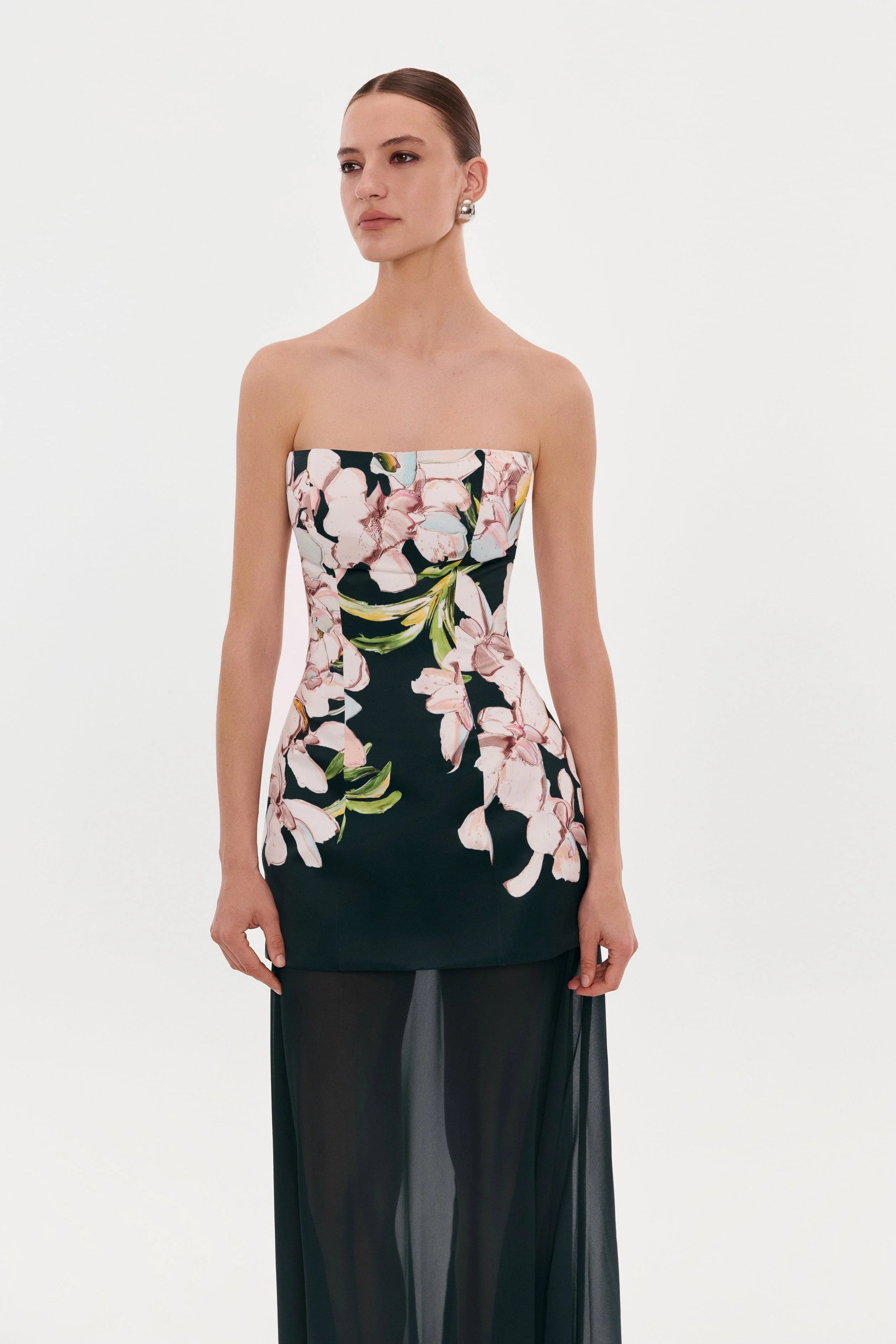 2-in-1 floral mini with a detachable deep ocean green underskirt - Image 5