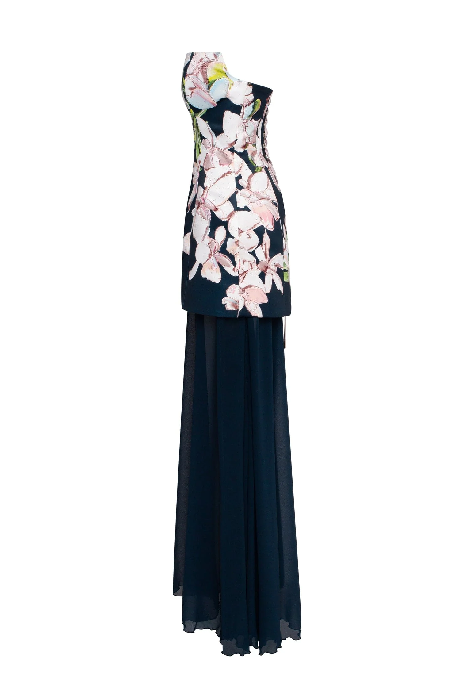 2-in-1 floral mini with a detachable deep ocean green underskirt - Image 6