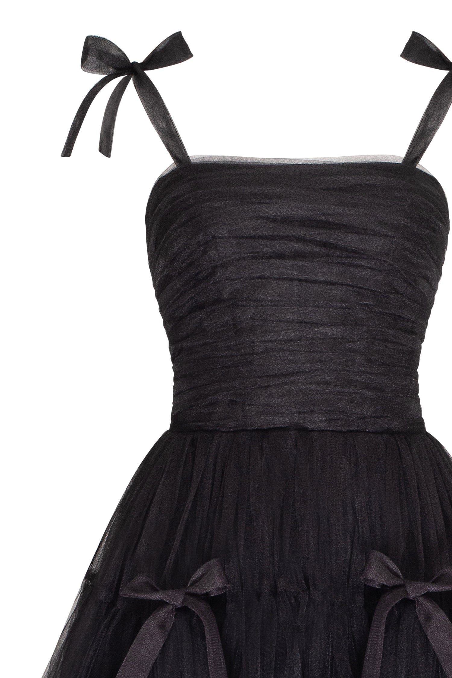 Adorable midi tie-strap black tulle dress - Image 5