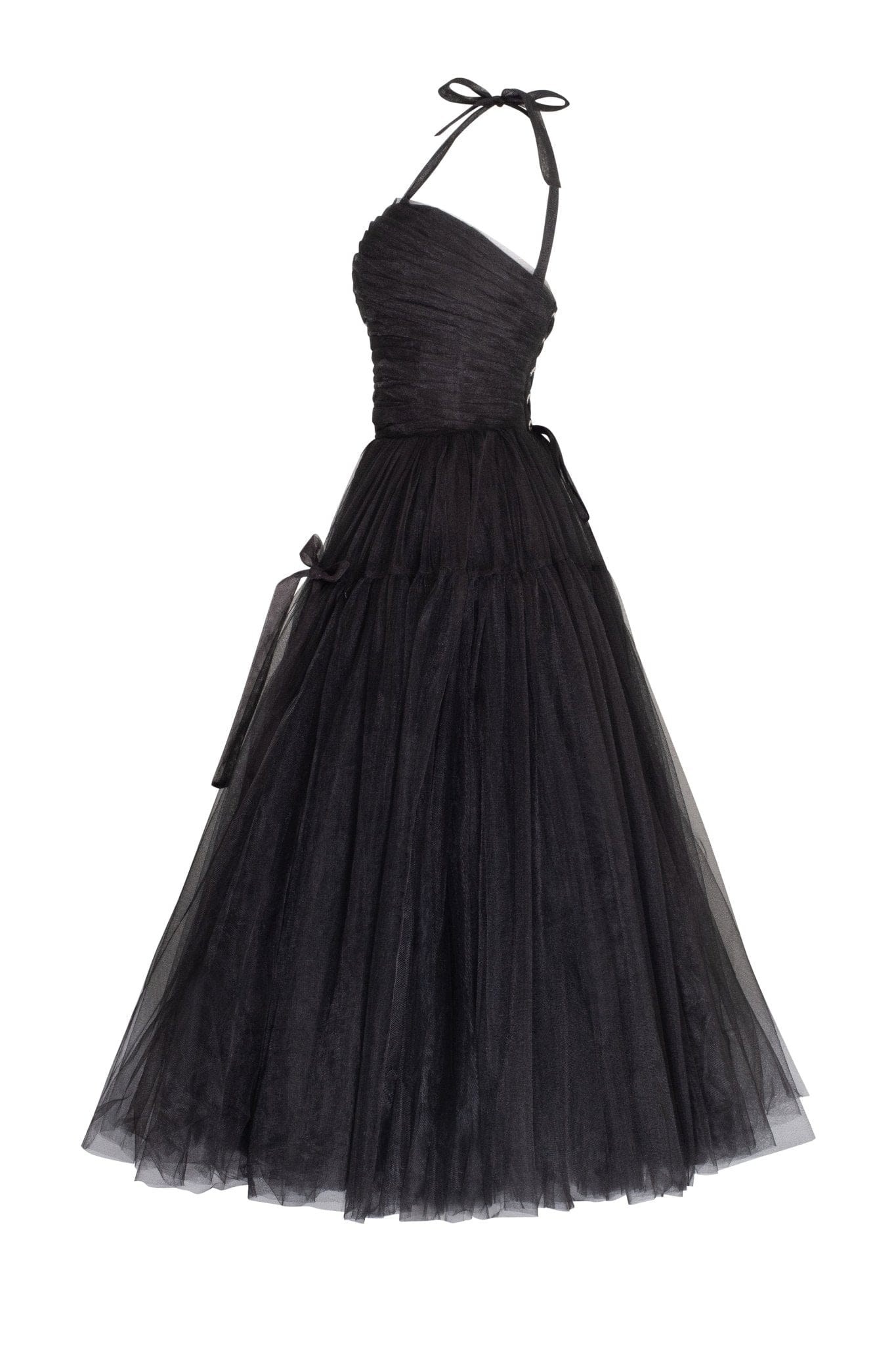 Adorable midi tie-strap black tulle dress - Image 6