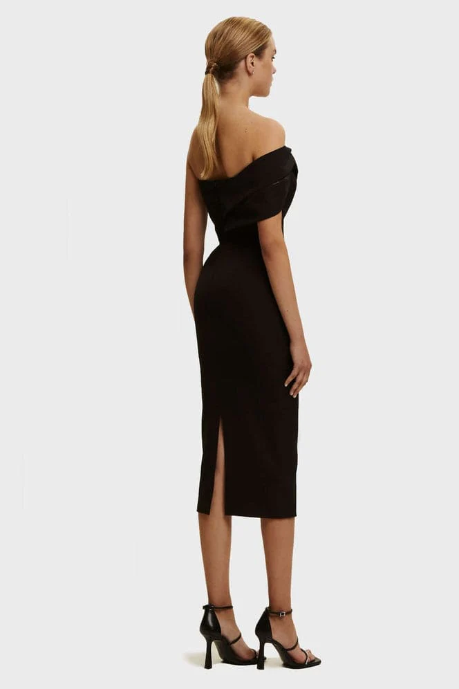 Black Classy midi dress with open neckline - Image 3