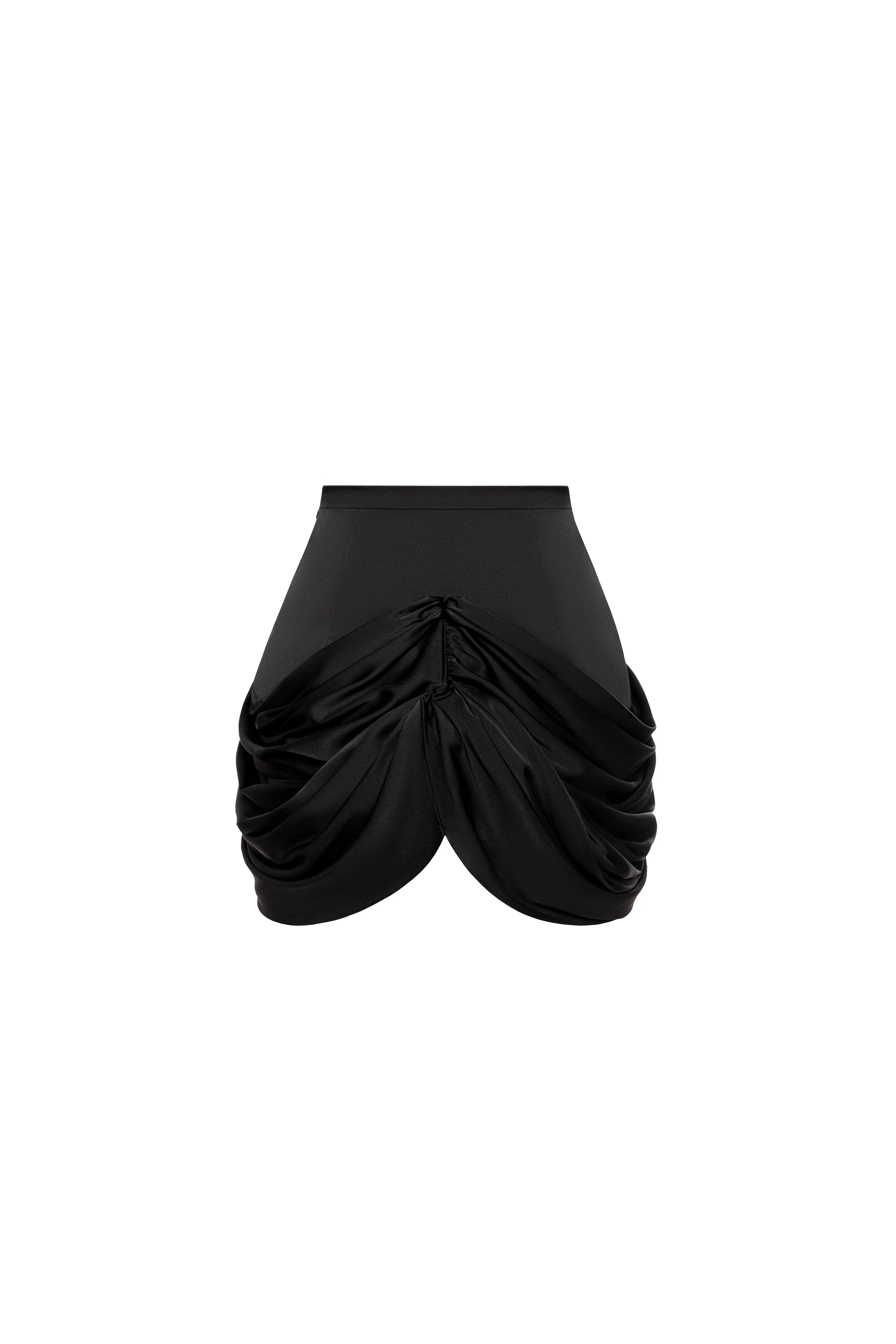 Black mini skirt with draping - Image 4