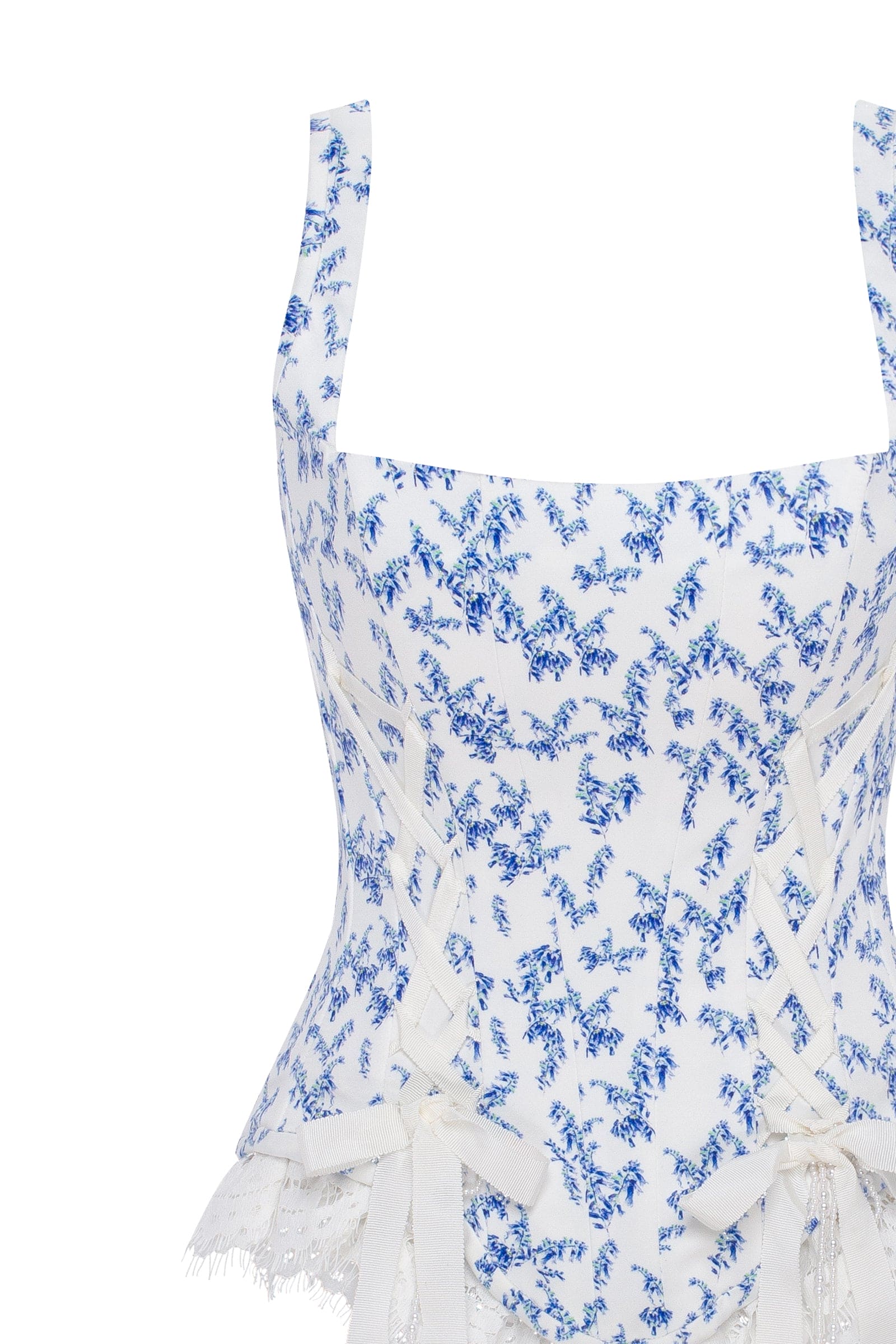 Blue lavender corset on straps with bows and ribbon lacing - Image 6