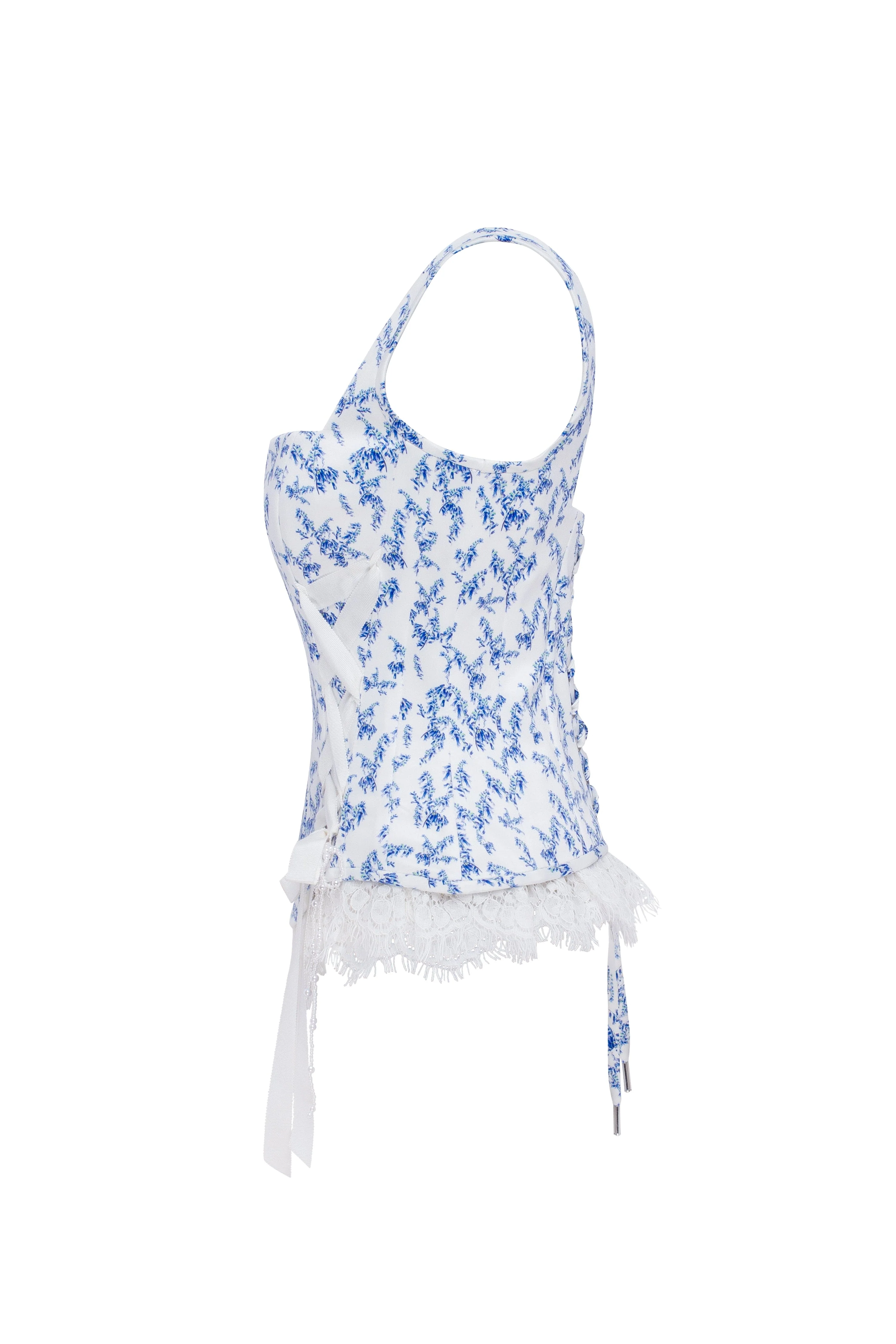 Blue lavender corset on straps with bows and ribbon lacing - Image 7