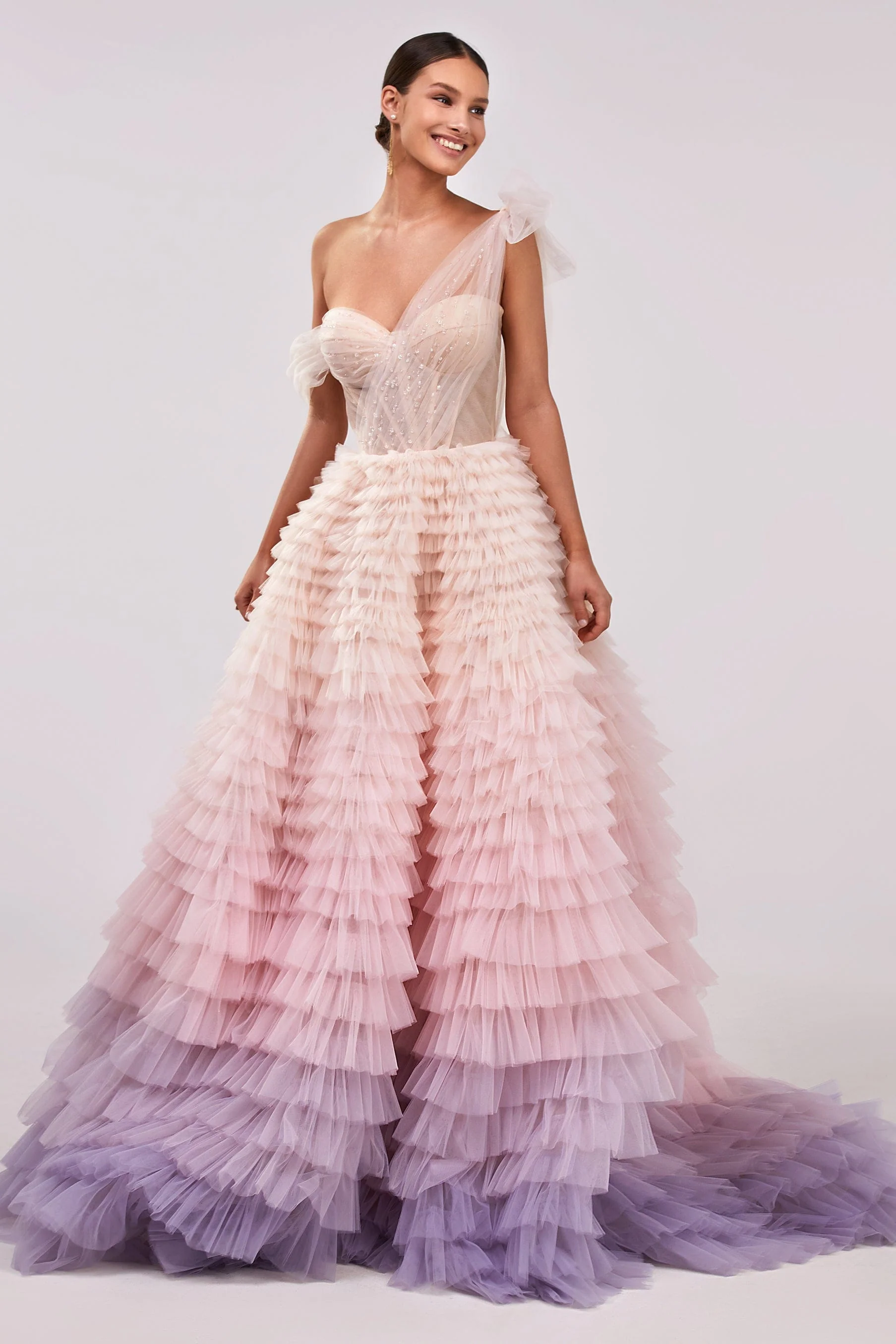 Charming ball gown with the frill-layered ombre maxi skirt - Image 9