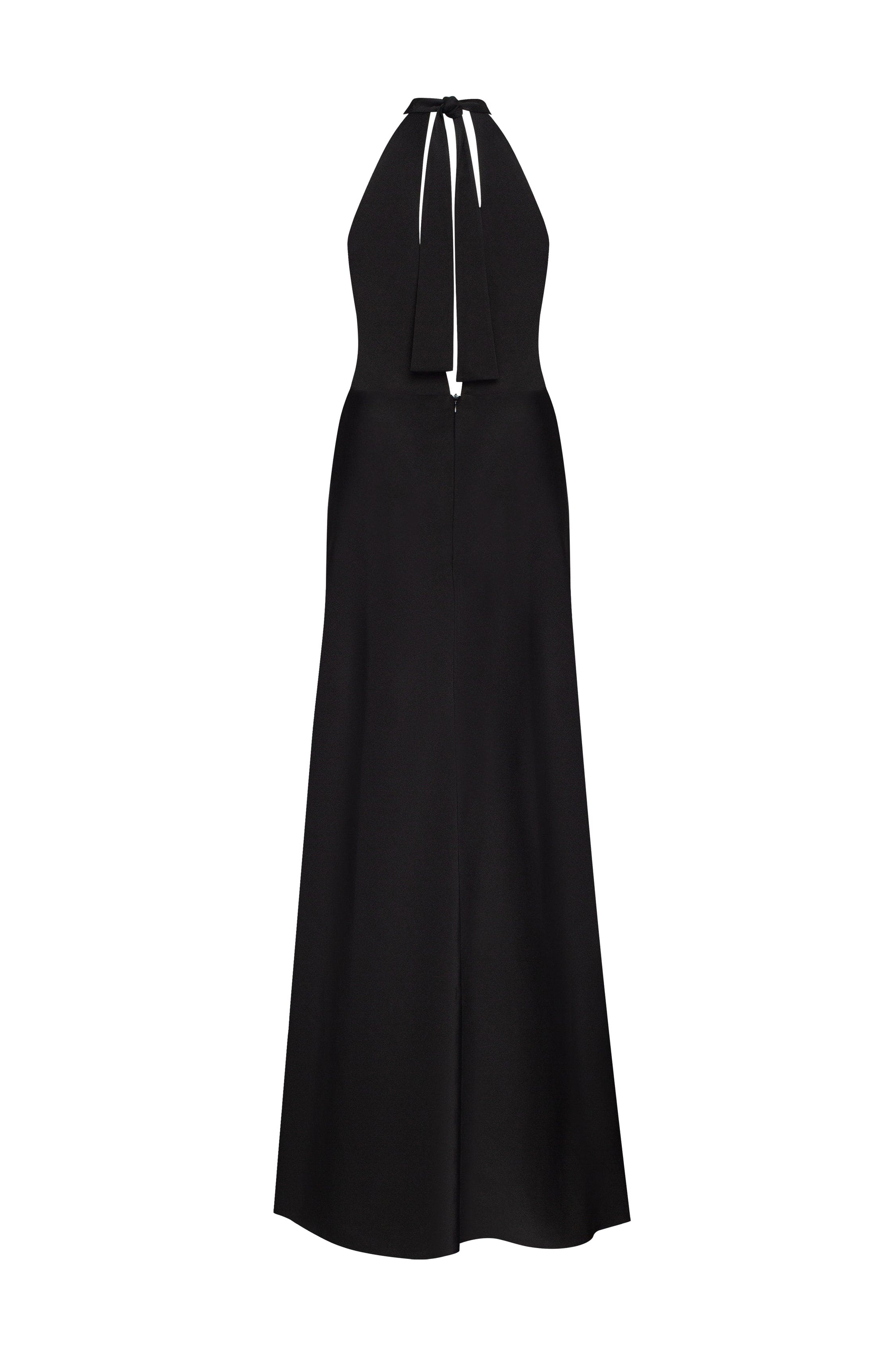 Classical black halterneck satin maxi dress, Xo Xo - Image 4