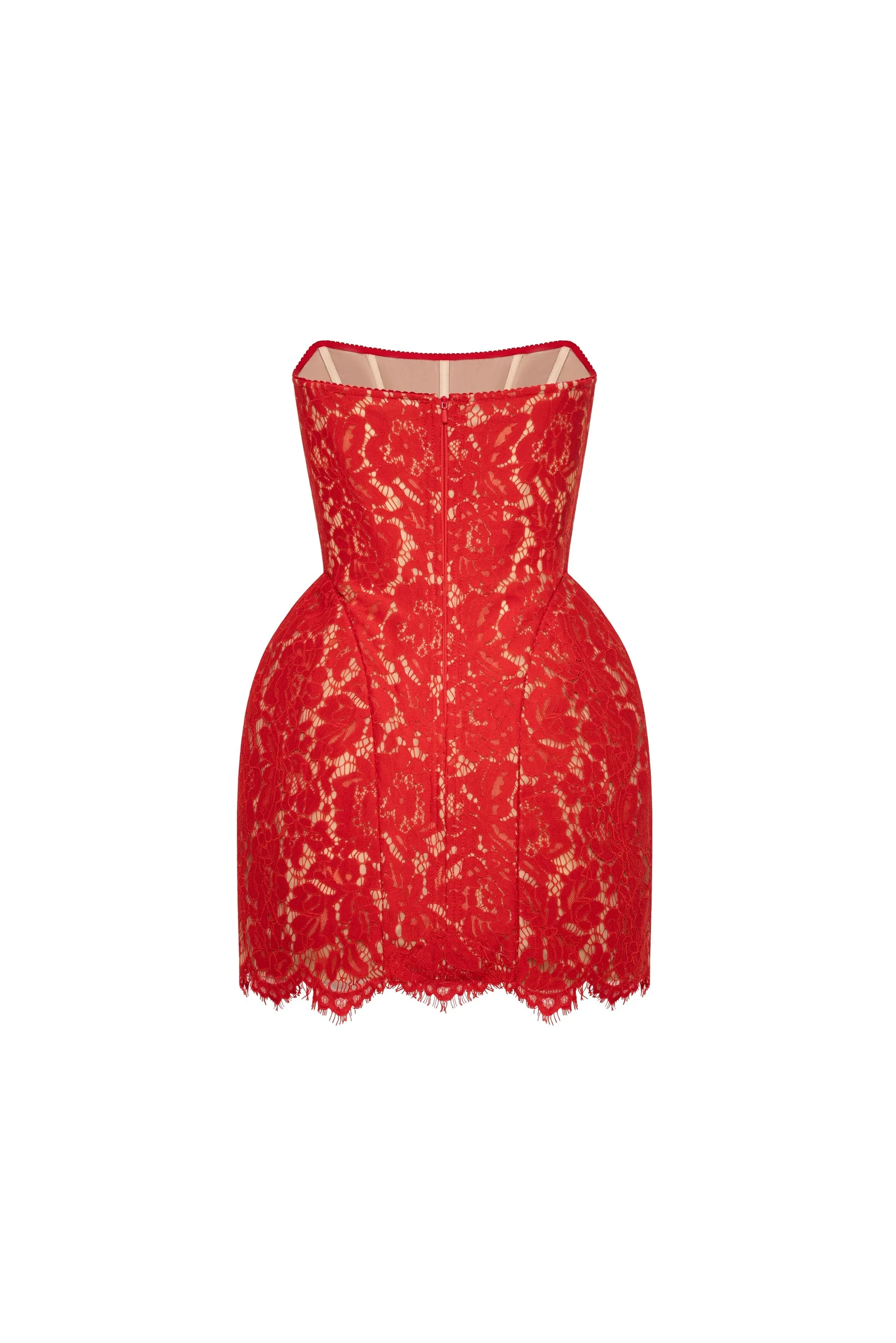Fitted red lace mini dress - Image 4