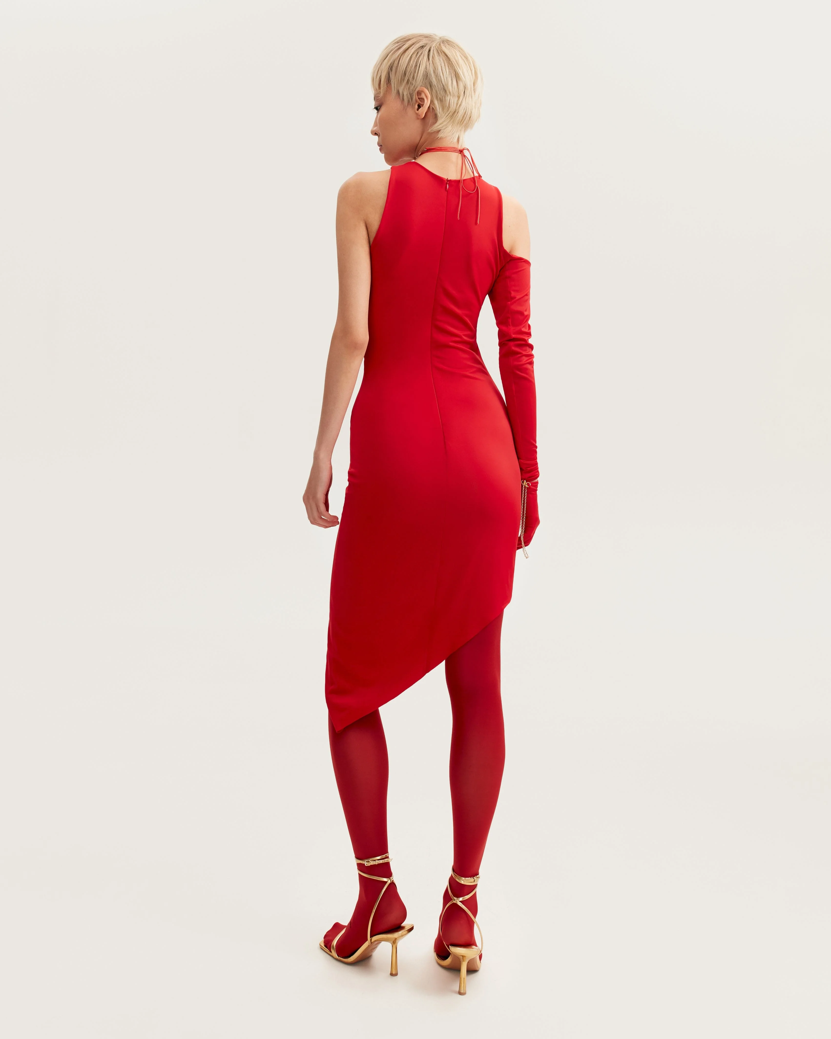 Jaw-dropping asymmetric red midi dress, Xo Xo - Image 3