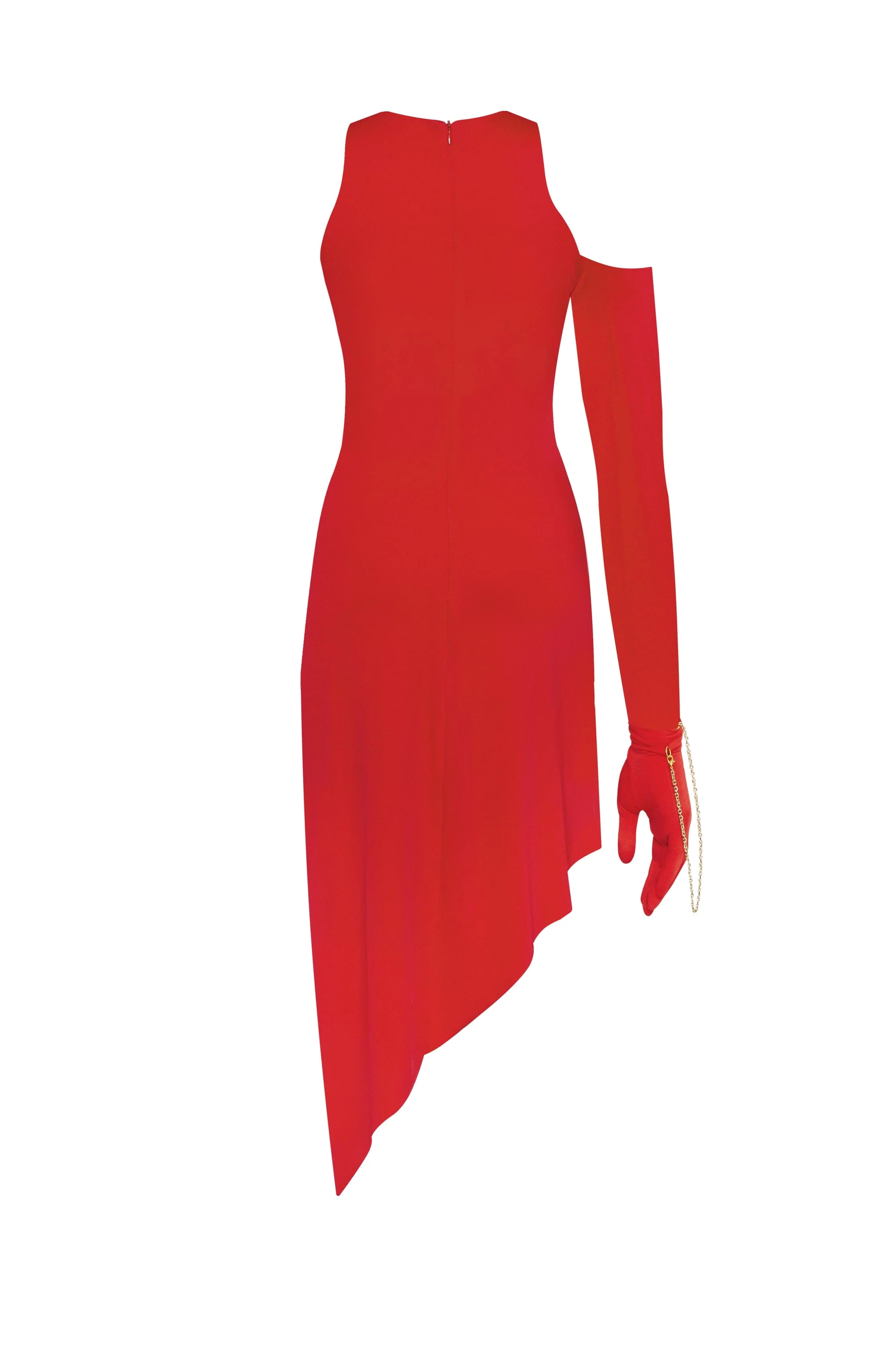 Jaw-dropping asymmetric red midi dress, Xo Xo - Image 4