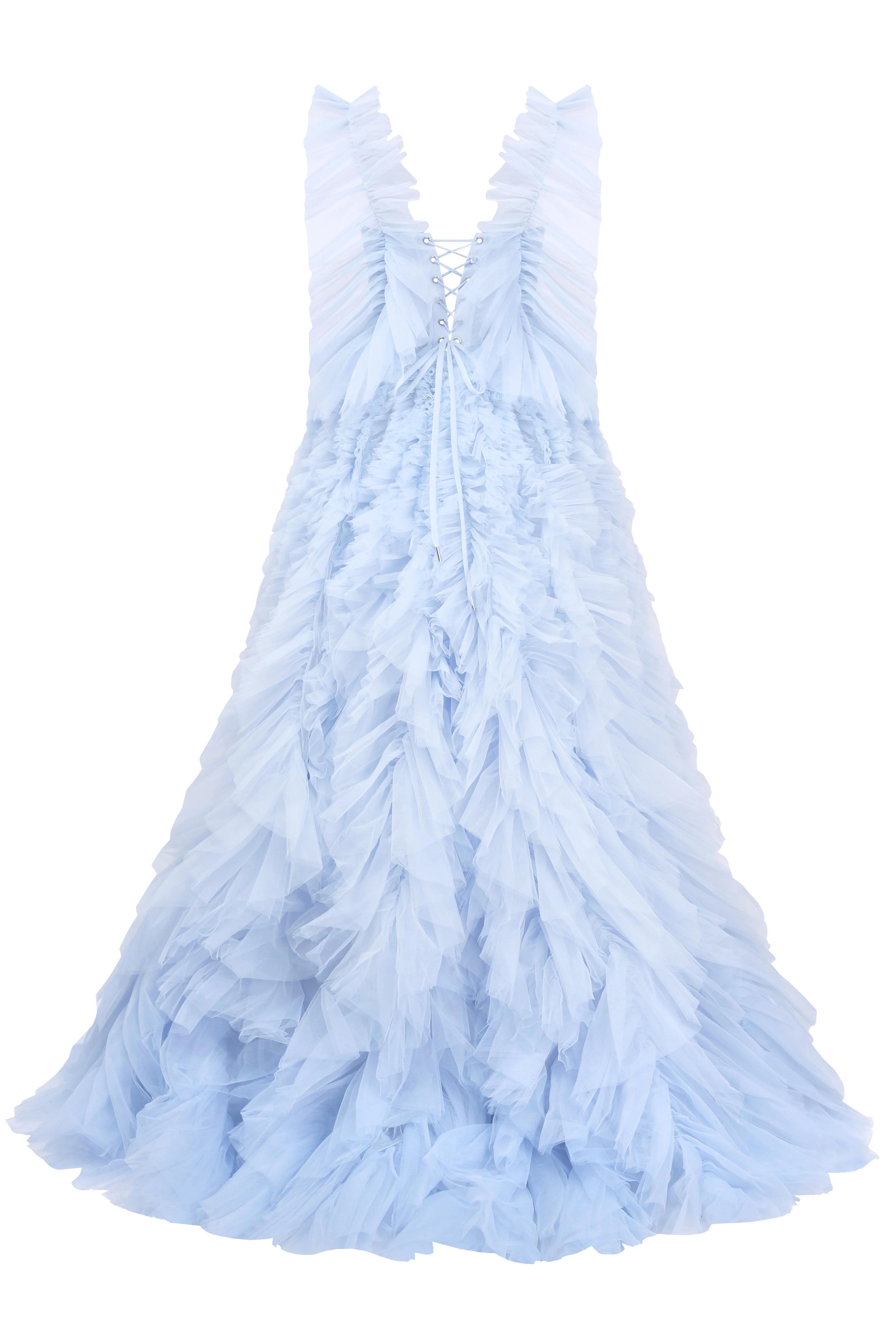 Light Blue All Ruffled Up Evening Fluffy Dress - Image 4