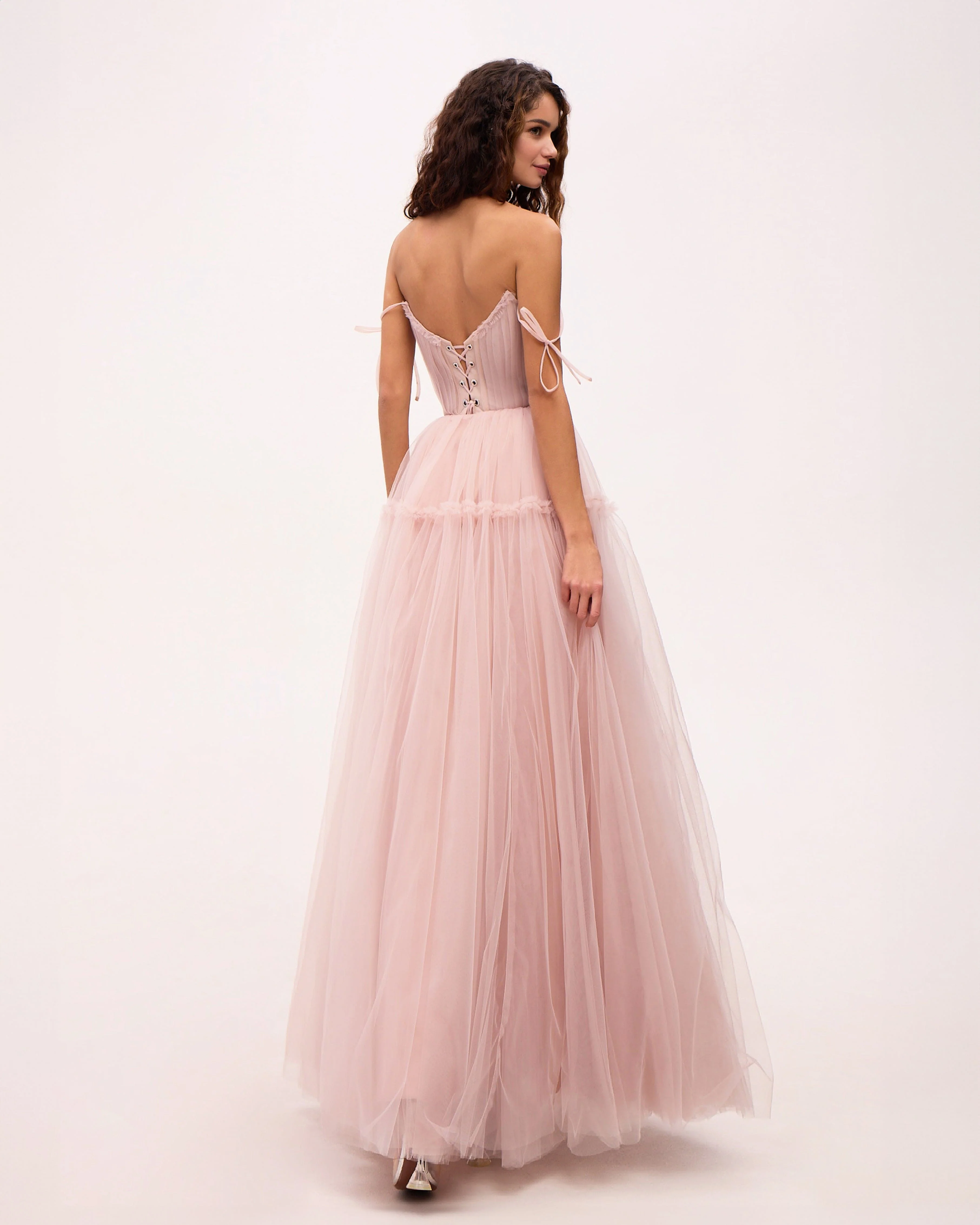 Misty Rose Tie-straps tulle prom dress - Image 3