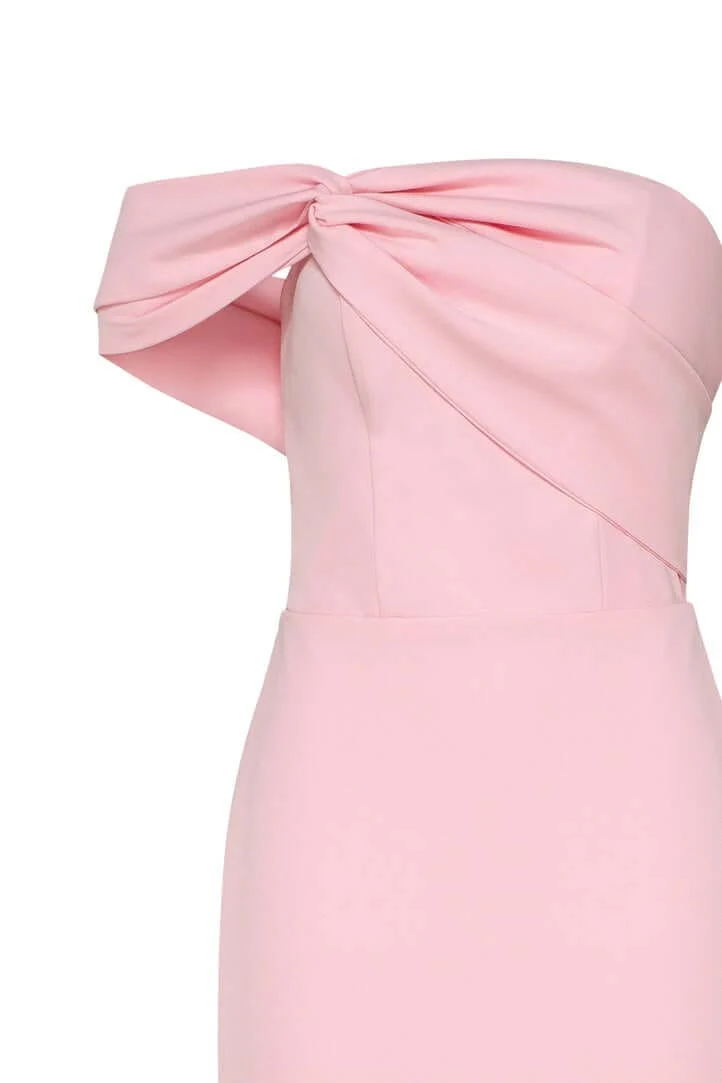 Pink Classy midi dress with open neckline - Image 6