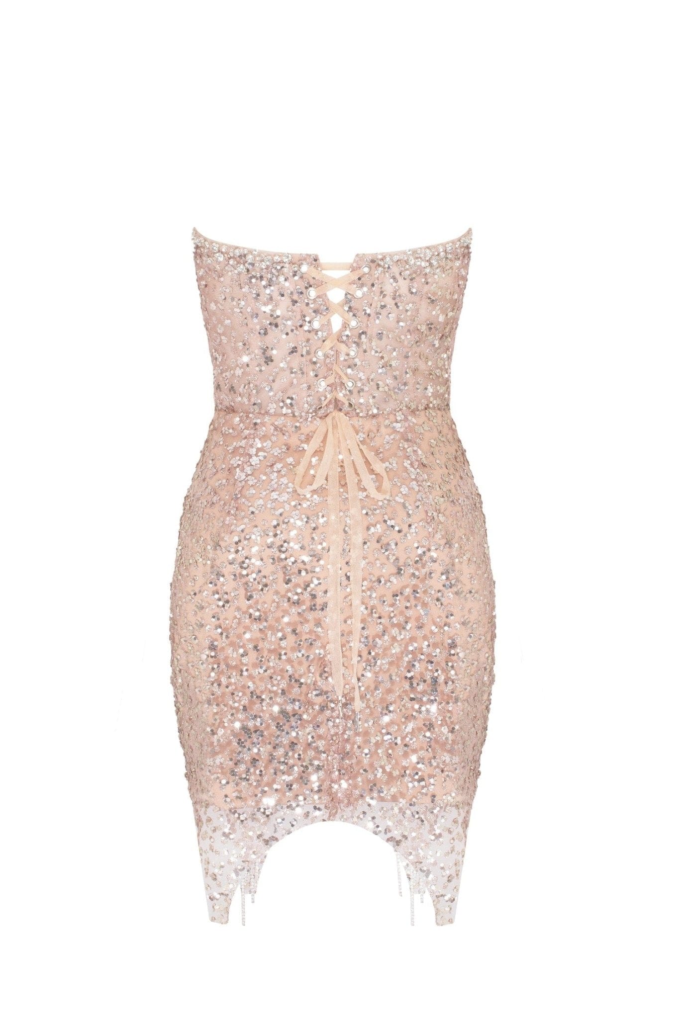 Radiant mini dress in gold with a plunging neckline - Image 4