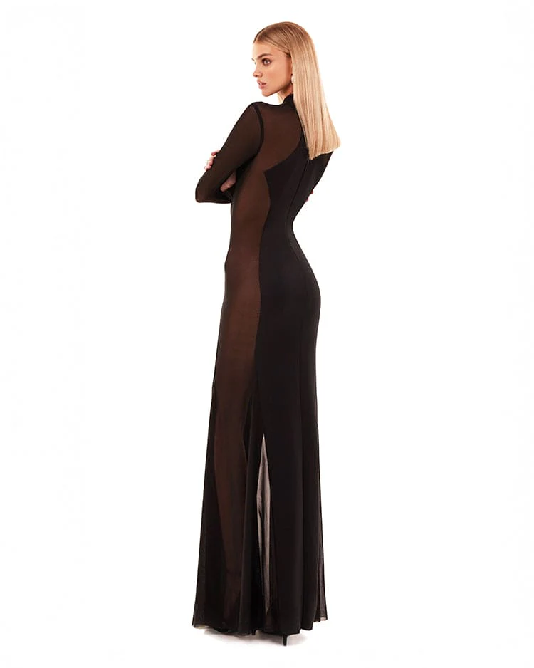 Showstopper black dress with semi-transparent inserts - Image 3
