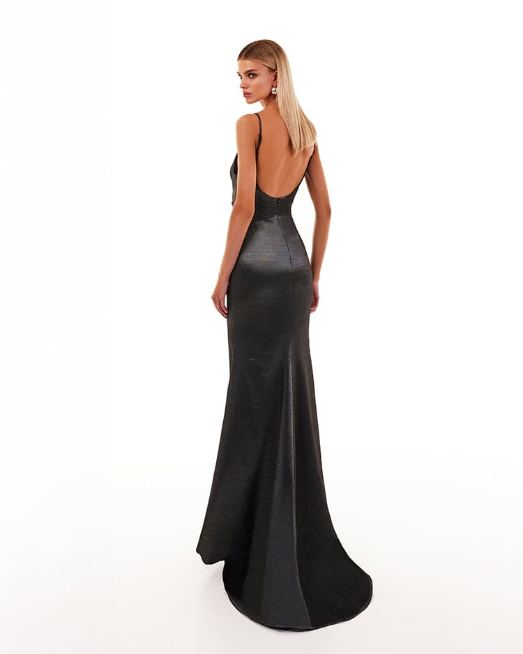 Smoky fitted maxi dress with high slit - Image 3