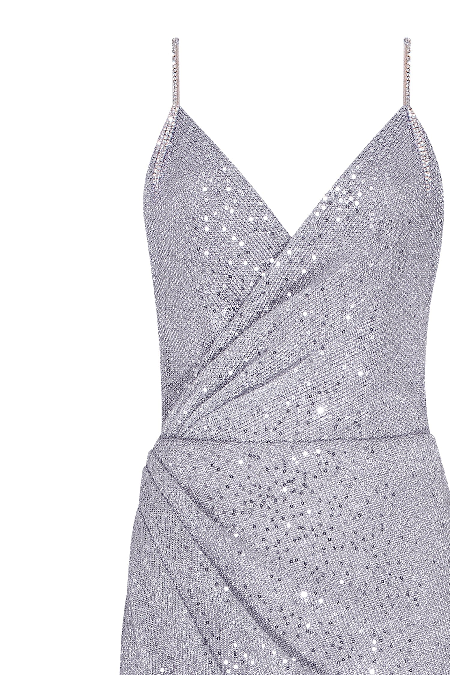 Spaghetti straps silver sparkling wrapped maxi dress - Image 6