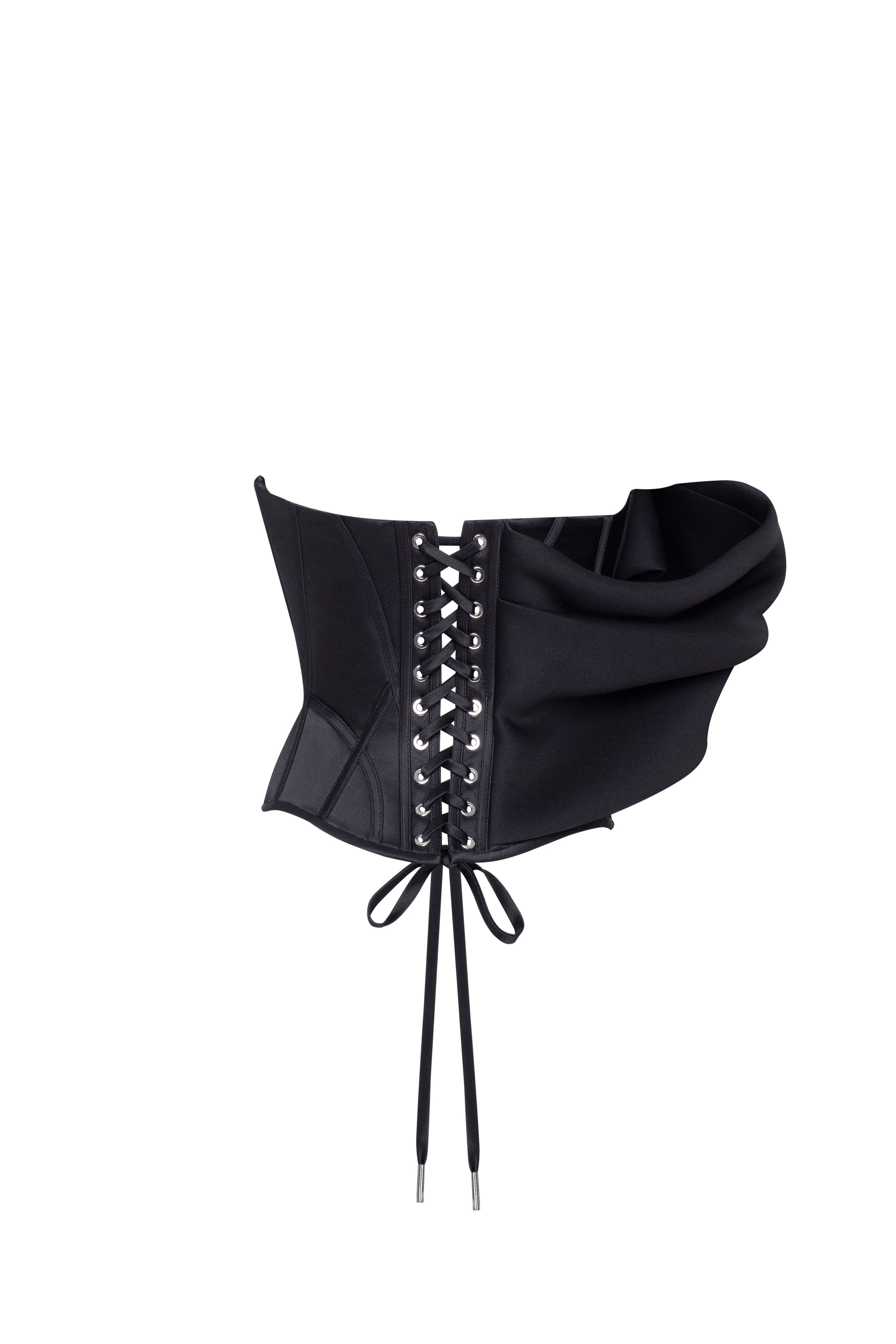 Spectacular structured boned corset in black, Midnight Walk - Image 4