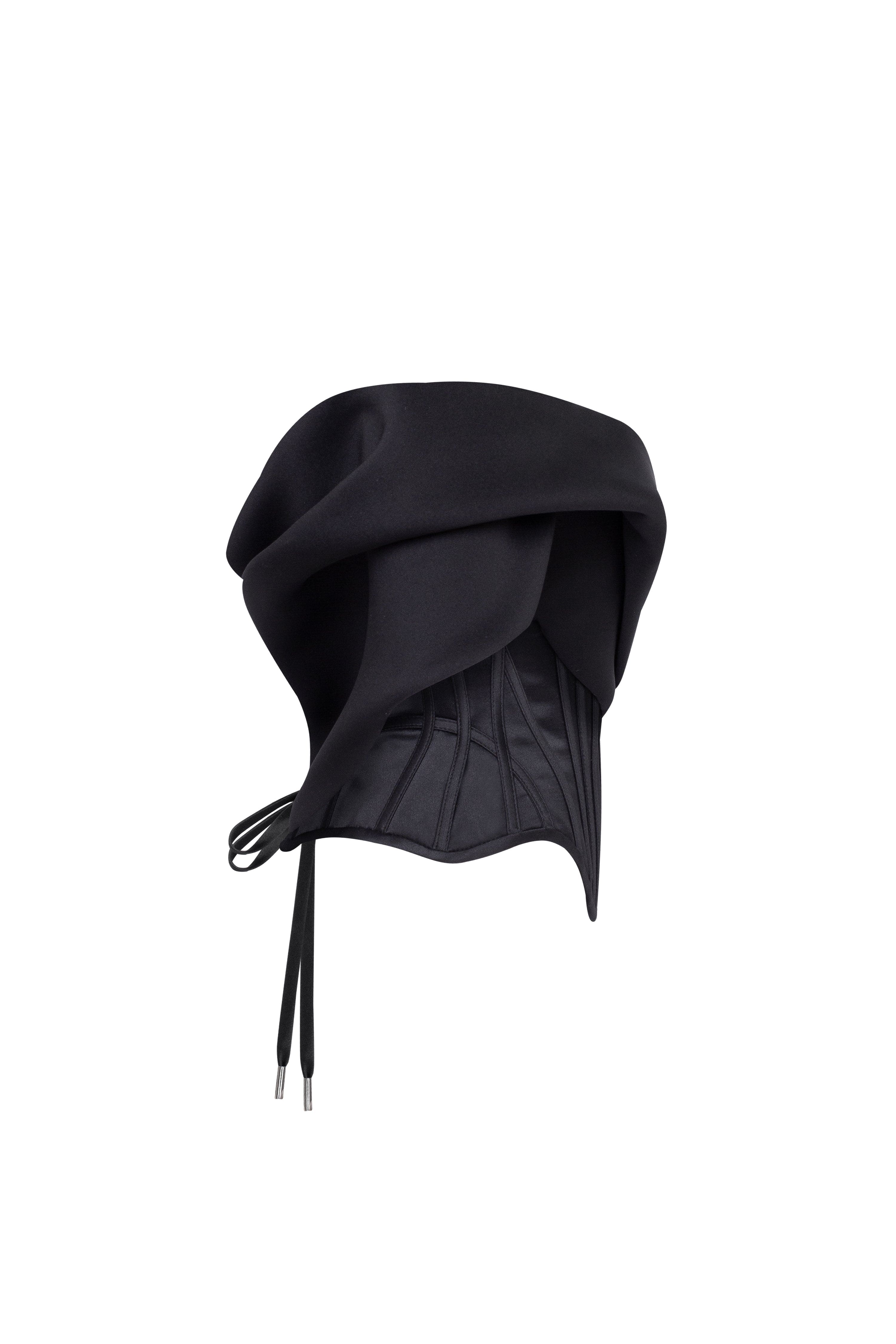 Spectacular structured boned corset in black, Midnight Walk - Image 7