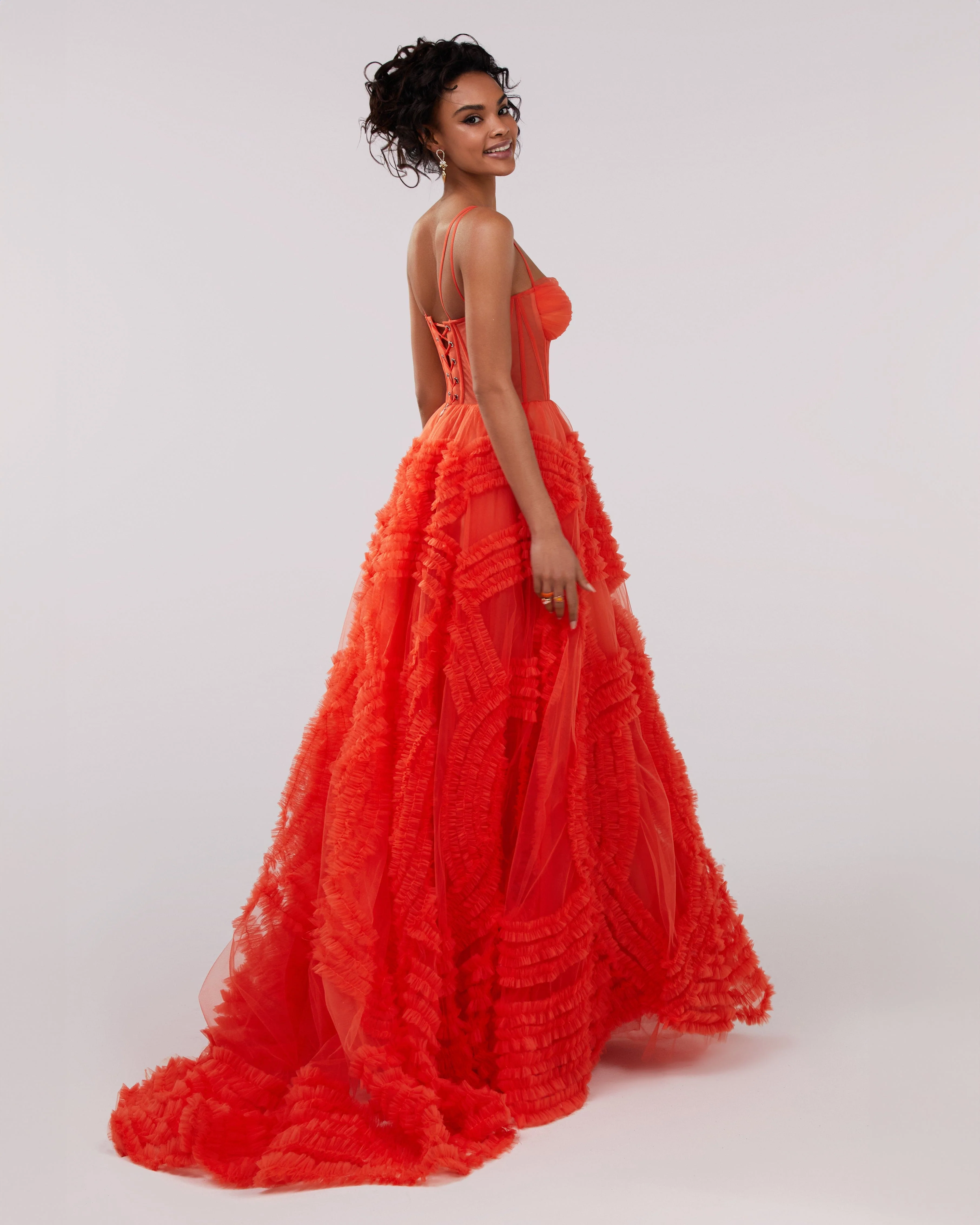 Tangerine Tulle Ornament Maxi Dress - Image 3
