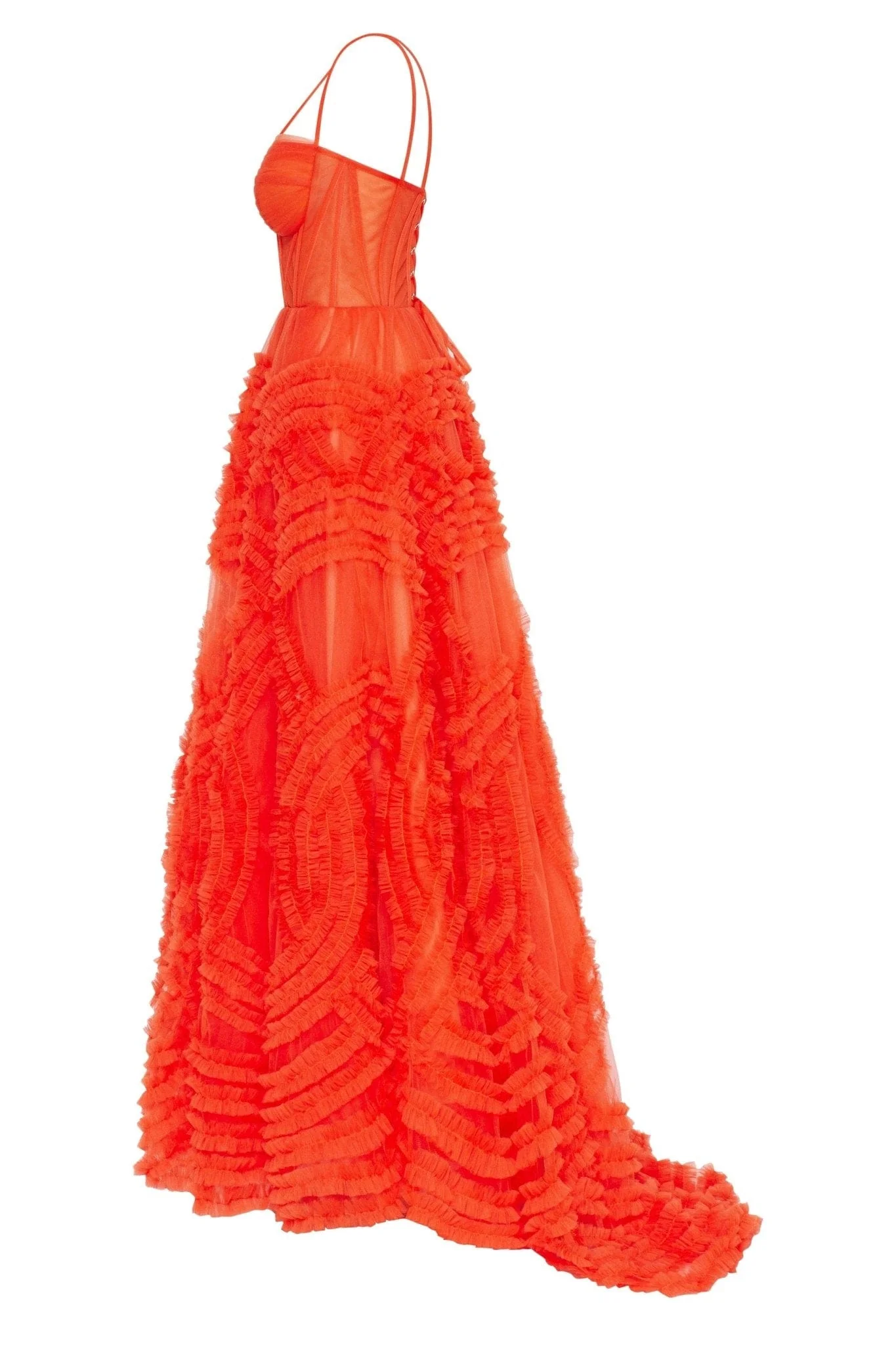 Tangerine Tulle Ornament Maxi Dress - Image 7