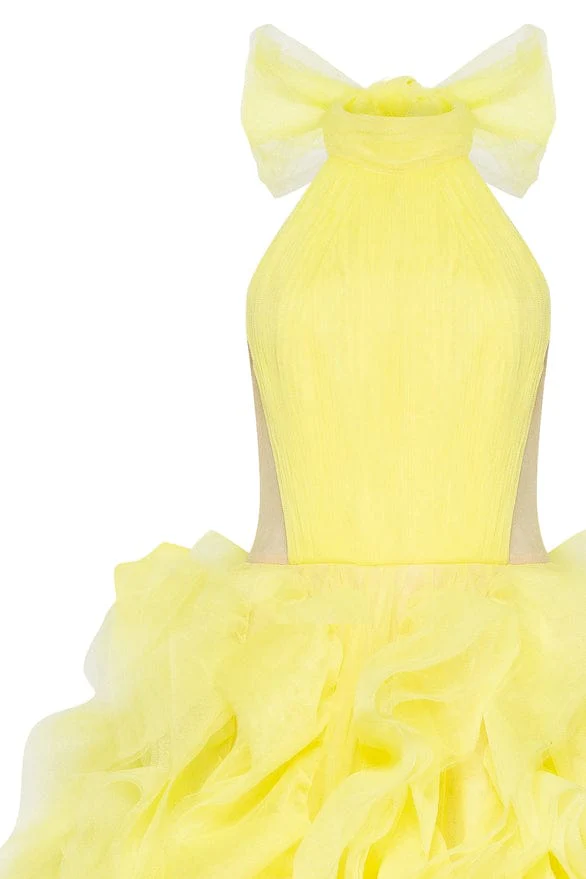 Turtleneck festive yellow evening gown - Image 6