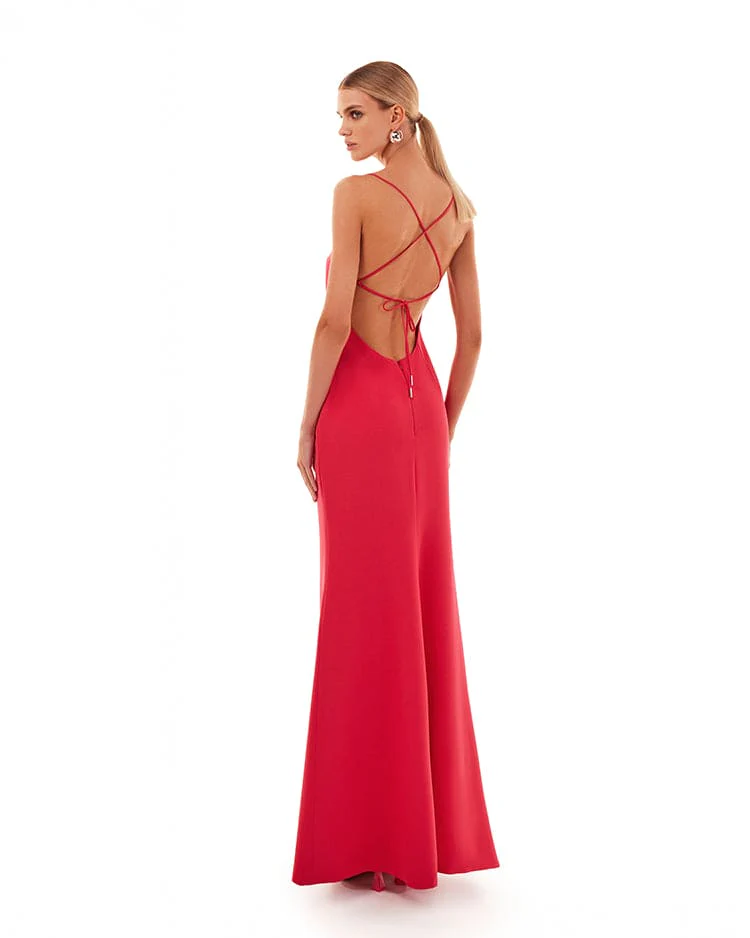 Twisted cutout fuchsia bodice maxi dress - Image 3