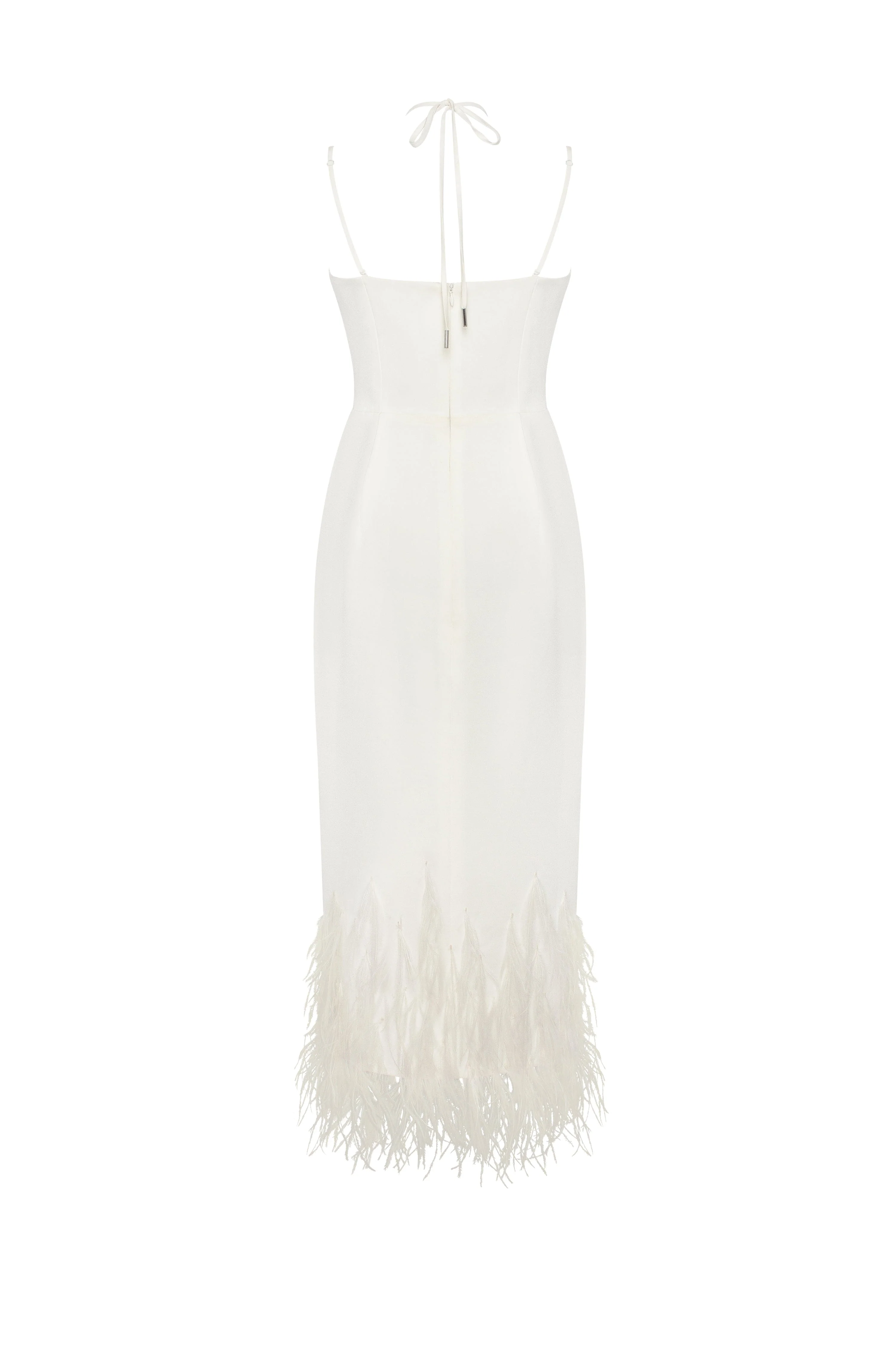 White cocktail dress decorated with feathers, Xo Xo - Image 4