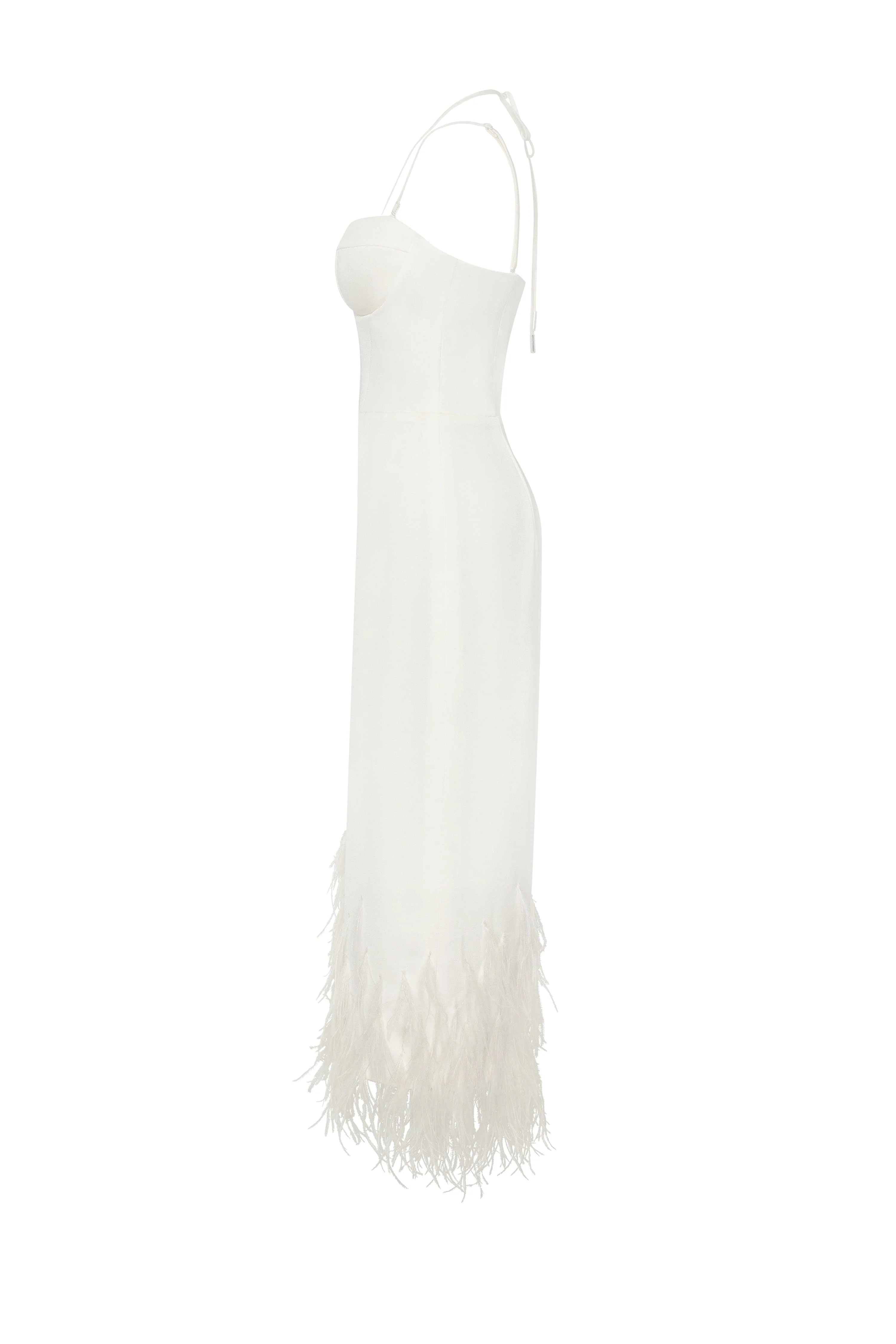 White cocktail dress decorated with feathers, Xo Xo - Image 7