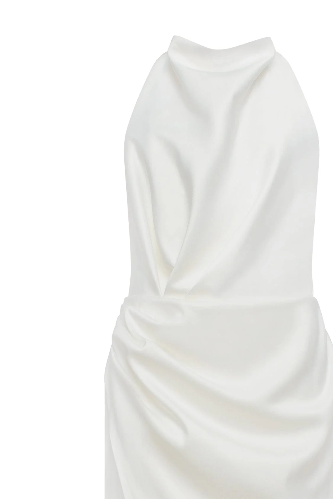 White Mock neck sleeveless low slit dress - Image 6
